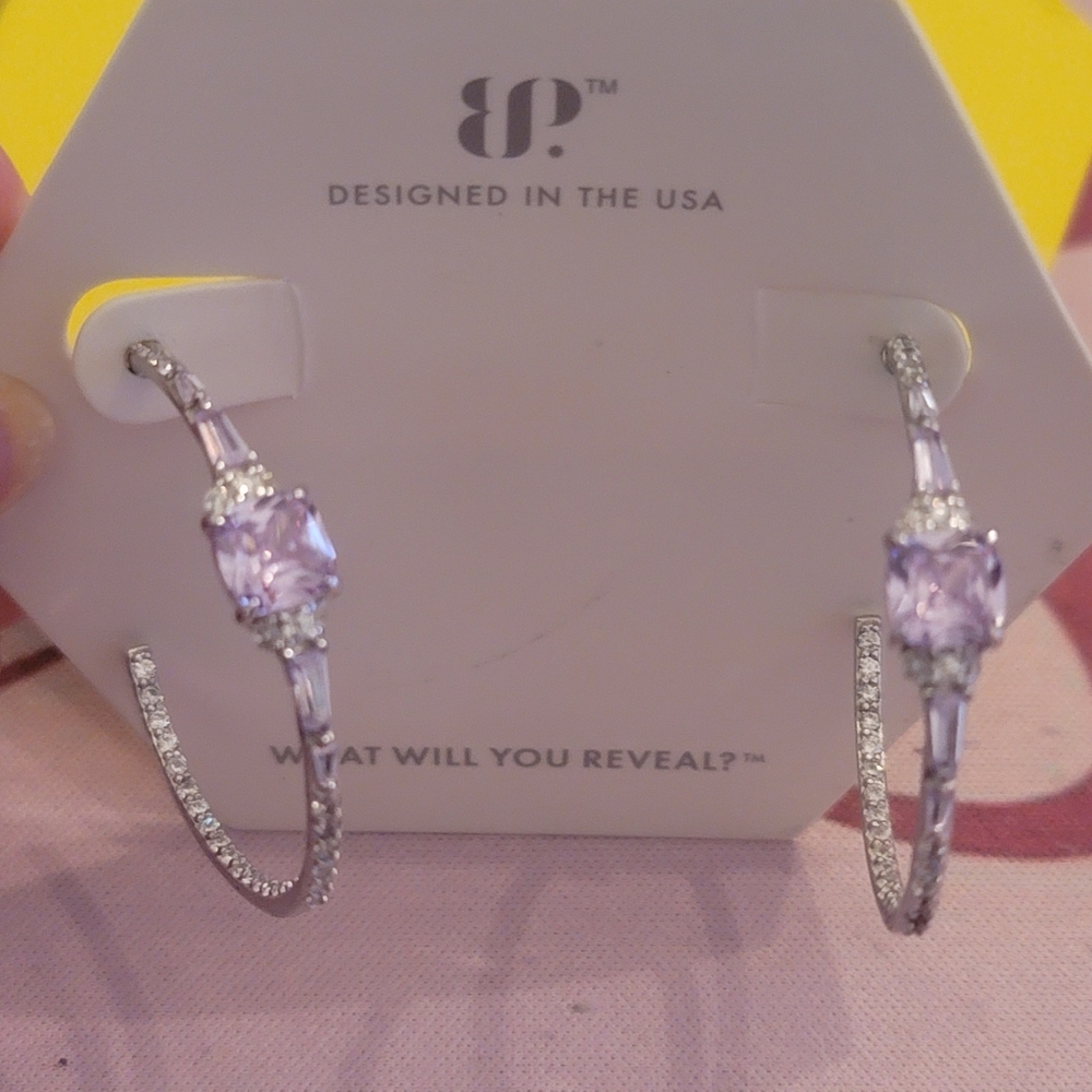Ultra Rare Unicorn Lavender Topz Cubic Zirconia .925 Sterling Silver hoops.